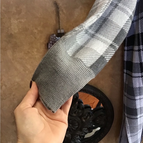 Rachel Zoe Black And Grey Plaid Long Sleeve Duster/Jacket With Fringe Size S - Picture 7 of 11